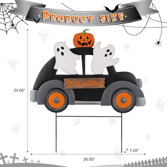 Glitzhome® 24" Halloween Metal Ghost Car Yard Stake